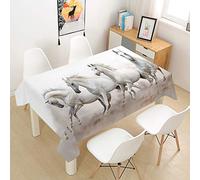 Rectangulaire Imperméable Nappe, Treer 3D Anti-Taches Lavable Entretien Facile Carré Nappes avec Cheval Animal Imprimé Nappe de Table pour Cuisine Picnic Party Jardin Table (Cheval,140x200cm)