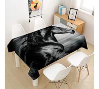 Rectangulaire Imperméable Nappe, Treer 3D Anti-Taches Lavable Entretien Facile Carré Nappes avec Cheval Animal Imprimé Nappe de Table pour Cuisine Picnic Party Jardin Table (Cheval Gris,140x140cm)