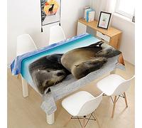 Rectangulaire Imperméable Nappe, Treer 3D Anti-Taches Lavable Entretien Facile Nappes avec Animal Imprimé Motif Nappe de Table pour Cuisine Picnic Party Jardin (Famille,140x240cm)