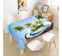 Rectangulaire Imperméable Nappe, Treer 3D Anti-Taches Lavable Entretien Facile Nappes avec Cocotier Imprimé Motif Nappe de Table pour Cuisine Picnic Party Jardin Table (Noix de Coco,140x260cm)