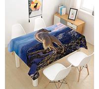 Rectangulaire Imperméable Nappe, Treer 3D Anti-Taches Lavable Entretien Facile Nappes avec Loup Animal Imprimé Nappe de Table pour Cuisine Picnic Party Jardin Table (Montagne,140x200cm)