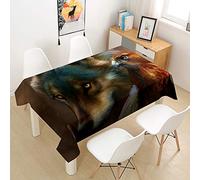 Rectangulaire Imperméable Nappe, Treer 3D Anti-Taches Lavable Entretien Facile Nappes avec Loup Animal Imprimé Nappe de Table pour Cuisine Picnic Party Jardin Table (Aigle,140x240cm)