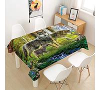 Rectangulaire Imperméable Nappe, Treer 3D Anti-Taches Lavable Entretien Facile Nappes avec Loup Animal Imprimé Nappe de Table pour Cuisine Picnic Party Jardin Table (forêt,90x90cm)