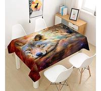 Rectangulaire Imperméable Nappe, Treer 3D Anti-Taches Lavable Entretien Facile Nappes avec Loup Animal Imprimé Nappe de Table pour Cuisine Picnic Party Jardin Table (Galaxie,140x240cm)