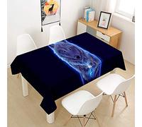 Rectangulaire Imperméable Nappe, Treer 3D Anti-Taches Lavable Entretien Facile Nappes avec Loup Animal Imprimé Nappe de Table pour Cuisine Picnic Party Jardin Table (Bleu,140x260cm)