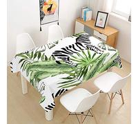 Rectangulaire Imperméable Nappe, Treer Anti-Taches Lavable Entretien Facile Nappes avec 3D Plantes Tropicales Imprimé Nappe de Table pour Cuisine Picnic Party Jardin Table (Zèbre,140x260cm)