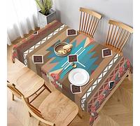 Rectangulaire Nappe Tribal Navajo Rétro Amérindien Nappe De Table Imprime Toile Cirée Facile À Nettoyer Nappe De Jardin pour Salon Mariages Fête,137X183cm