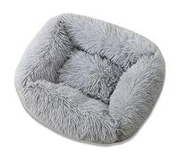 Rectangulaire Panier Chien Xxl/Xl/70 Cm/ 60 Cm Lavable Coussin for Chat Moelleux Anti Stress Rose/Beige Exterieur Panier Donut Chat Tissu Peluche, Coussin Chat Apaisant En Peluche Doux Et Confortable