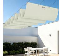 Rectangulaire Vague Voile Ombrage 100 x 400 cm Résistant à l'eau Voiles d'ombrage avec Œillets Multi Couleur Taille Toiles pour Patio Balcon Jardin Terrasse Extérieur, Blanc cassé