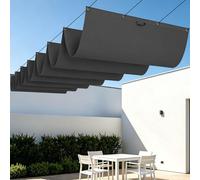 Rectangulaire Vague Voile Ombrage 200 x 510 cm Résistant à l'eau Voiles d'ombrage avec Œillets Multi Couleur Taille Toiles pour Patio Balcon Jardin Terrasse Extérieur, Gris Foncé