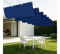 Rectangulaire Vague Voile Ombrage 200 x 540 cm Toile Imperméable Imperméable Toile Ombrage Exterieur avec Oeillets et Cordons pour Patio Jardin Terrasse Extérieur, Sable, Bleu Foncé
