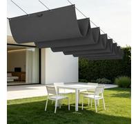 Rectangulaire Vague Voile Ombrage 300 x 540 cm Toile Imperméable Imperméable Toile Ombrage Exterieur avec Oeillets et Cordons pour Patio Jardin Terrasse Extérieur, Sable, Gris Foncé