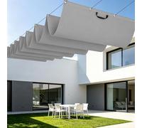 Rectangulaire Vague Voile Ombrage 350 x 150 cm Toile Imperméable Pare Soleil Jardin Balcon avec Oeillets et Cordons pour Patio Jardin Terrasse Extérieur Balcon, Gris Clair