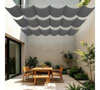 Rectangulaire Vague Voile Ombrage 450 x 280 cm avec Protection UV Voile d'ombrage Terrasse avec Oeillets et Cordons pour Patio Jardin Terrasse Extérieur Balcon, Gris Foncé