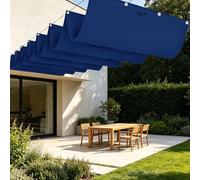 Rectangulaire Vague Voile Ombrage 500 x 500 cm Toile Imperméable Voile d'ombrage Toile Rectangulaire avec Oeillets et Cordons pour Patio Jardin Terrasse Extérieur Balcon, Bleu Foncé