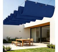 Rectangulaire Vague Voile Ombrage 700 x 320 cm Résistant à l'eau Rectangulaire Imperméable Voile d'ombrage avec Oeillets et Cordons pour en Plein Air, Jardin Terrasse, Bleu Foncé