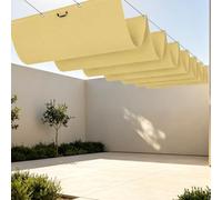Rectangulaire Vague Voile Ombrage 850 x 380 cm Résistant à l'eau Imperméable Rectangulaire Toile d'ombrage avec Oeillets et Cordons pour en Plein Air, Jardin Terrasse, Jaune Sable