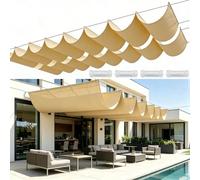 Rectangulaire Voile Ombrage 160 x 750 cm Imperméable, 98% de Protection UV, Résistante Aux Intempéries - Protection Solaire Vague Imperméable Bâche Dombrage pour Toit, Jardin, Serre, Jaune Sable