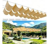 Rectangulaire Voile Ombrage 290 x 300 cm Protection UV 98%, Tailles Personnalisables, Résistant Aux Intempéries et Déchirures Toile-Ombrage Rétractable Vague pour Terrasse Garage Jardin, Jaune Sable