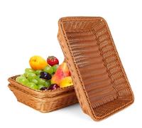 Rectangulaires en Osier Pain Paniers Rangement Tissés en Polyosier Panier Pain Corbeille a Pain Paniere a Pain Corbeille Osier, Idéal pour Conserver le Pain, les Fruits et d'Autres Produits