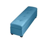 Rectangular Coffre De Rangement avec Tissu en Cuir Banc De Rangement avec Mousse Haute Résilience pour Chambre Salon Dressing(Blue,50x30x40cm)