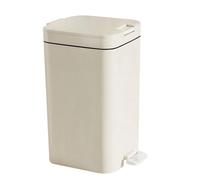 Rectangular Plastic Step-On Trash Can, Rubbish Bin Kitchen with Lid Soft Close for Bedroom, Office, Living Room Bathroom(blanc,12L)