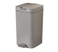 Rectangular Plastic Step-On Trash Can, Rubbish Bin Kitchen with Lid Soft Close for Bedroom, Office, Living Room Bathroom(Grey,18L)