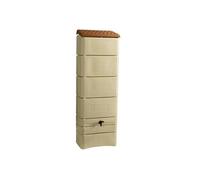 Récupérateur à eau mural 300 L, beige avec couvercle, robinet, fixation murale et kit raccord chéneau - Bellijardin