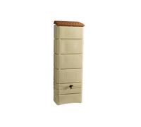 Récupérateur à eau mural 300 L, beige avec couvercle, robinet, fixation murale et kit raccord chéneau - Bellijardin