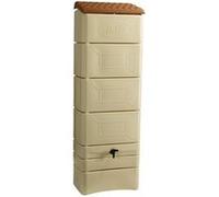 Récupérateur à eau mural 300 L, beige avec couvercle, robinet, fixation murale et kit raccord chéneau - Bellijardin