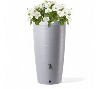 Récupérateur d'eau de pluie, avec bac à plantes, 2 en 1, 240 l, avec robinet d'écoulement et couvercle, réservoir d'eau avec zone de plantation, réservoir d'eau pour le jardin, gris clair