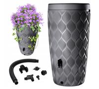 KADAX Récupérateur d'eau de Pluie avec bac à Plantes intégré dans Le Couvercle - 240 l - en Plastique - Réservoir d'eau de Pluie avec Robinet - Résistant au Gel - Gris foncé