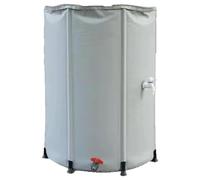 Récupérateur d'eau de pluie pliable avec support et robinet, kit de récupération d'eau de pluie pour jardin, système de stockage compact et pliable de 100 L avec couvercle en filet, réservoi