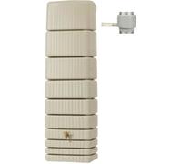 4rain Kit Cuve murale SLIM 650 L sable avec robinet PE imitation laiton et collecteur Eco gris