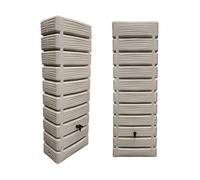 Lot de 2 récupérateurs d'eau mural fabrication soufflage résistent aux UV couvercle robinet fixation murale et kit raccord inclus