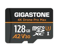 【Récupération de données 5ans】GIGASTONE Carte Micro SD 128 Go, 4K Drone Pro Max, A2 V30 pour Drone DJI ou Caméra d’Action, Gopro, Vidéo 4K UHD, R/W 100/50 Mo/s, UHS-I U3 C10 Classe 10 avec Adaptateur
