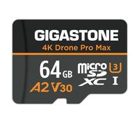 【Récupération de données 5ans】 GIGASTONE Carte Micro SD 64 Go, 4K Drone Pro Max, A2 V30 pour Drone DJI ou Caméra d’Action, Gopro, Vidéo 4K UHD, R/W 95/35 Mo/s, UHS-I U3 C10 Classe 10 avec Adaptateur