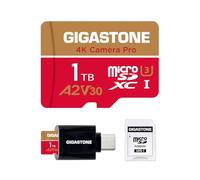 [Récupération de données Pendant 5 Ans] Gigastone microSD 1 to A2 V30 UHS-I U3, Jusqu’à 150/130 Mo/s, 4K UHD, DJI/Drone, Adaptateur et Lecteur USB-C