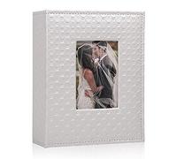 RECUTMS 200 Pocket Photo Album 4x6 Small PU Leather Cover Wedding Family Baby Anniversary Graduation Travel Personalized Photo Book (White)