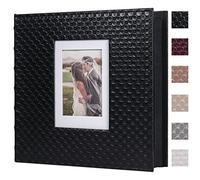 RECUTMS Album à faire soi-même pour photos de toute taille jusqu’à 20 x 25 cm, avec 60 pages intérieures blanches autocollantes et couverture en cuir grainé capitonné, pour mariage, anniversaire, noir