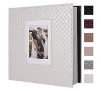 RECUTMS Album photo 60 pages à faire soi-même avec couverture en cuir synthétique pour enfants - Album photo illustré - Photos de famille - Toutes tailles - Album de scrapbooking (blanc)