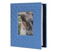 RECUTMS Album photo de 10 x 15 cm à 100 pochettes en cuir synthétique à grain boutonné pour bébé, famille, mariage, Noël, peut contenir 100 photos verticales (bleu)