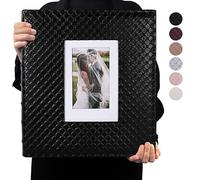 RECUTMS Album photo de 15 x 10 cm pour 600 photos avec page intérieure noire en cuir pleine fleur avec poches de grande capacité - Album photo d'anniversaire, de Noël, d'anniversaire de mariage (noir)