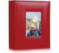RECUTMS Album photo de poche pour 200 photos de poche en cuir PU - Petit album pour famille, mariage, anniversaire, livre d'or - Album photo de bébé - 15 x 10 cm - 200 emplacements photo (rouge)