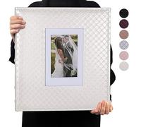 RECUTMS Album photo pour 600 photos de 10,2 x 15,2 cm, grande capacité, couverture en cuir, page intérieure noire, album de photos de famille, mariage, anniversaire, blanc