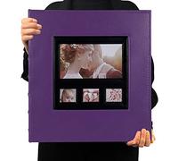 RECUTMS Album photo pour 600 photos de 10,2 x 15,2 cm, grande capacité, couverture en cuir, pages noires, photos horizontales et verticales, cadeau d'anniversaire, violet