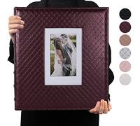 RECUTMS Album photo pour 600 photos de 10,2 x 15,2 cm, page intérieure noire, cuir grainé capitonné, pochettes grande capacité pour photos de mariage, anniversaire,vacances, bordeaux