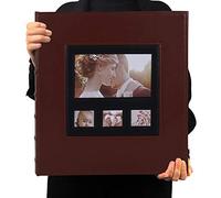 RECUTMS Album photo pour 600 photos de 10,2 x 15,2 cm, pages noires, 5 par page, couverture en cuir, grande capacité, pour famille, anniversaire, mariage, vacances, bébé, 34,5 x 33,5 x 5,6 cm, marron