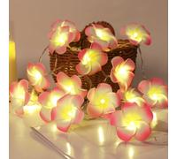 RECUTMS Guirlande lumineuse en forme de plumeria - Fleurs artificielles en mousse - Fonctionnement à piles - 20 LED - Pour l'été, l'extérieur, l'intérieur, les tropicaux, la jungle, la plage, la