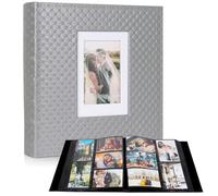 RECUTMS Peut contenir 600 photos à pages noires horizontales et verticales - Album photo d'anniversaire, de Noël, d'anniversaire de mariage (gris)